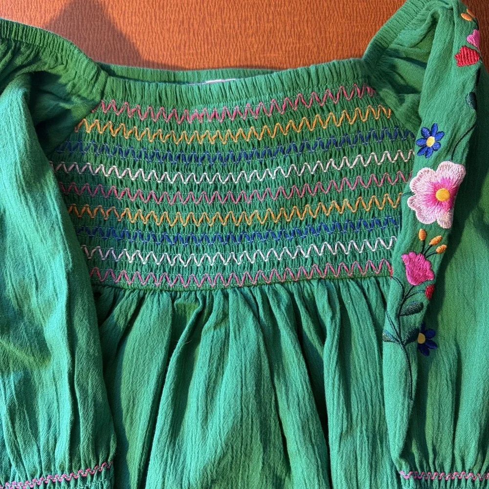 Green Smocked Folk Floral Toddler Dress Good Lad Size‎ 2/3T